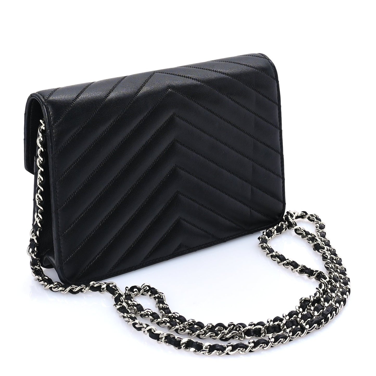 Sheepskin Chevron Wallet On Chain WOC Black