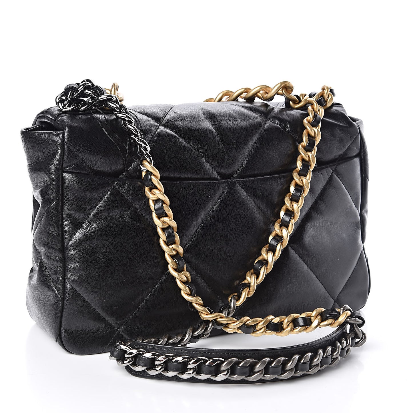 Lambskin Quilted Large 19 Flap Black