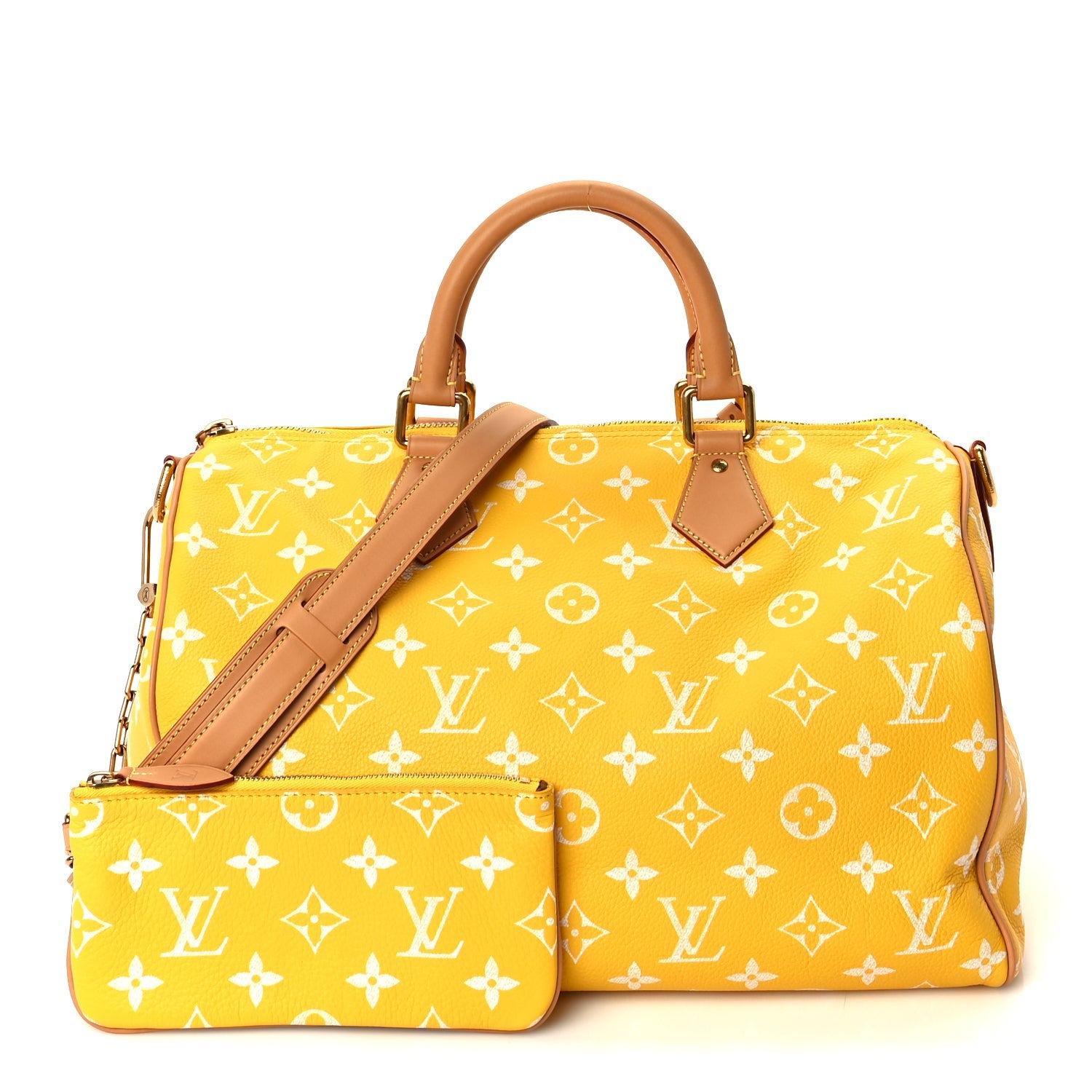 Louis Vuitton Calfskin Monogram Speedy P9 Bandouliere 40 Jaune Mat 2 of 9
