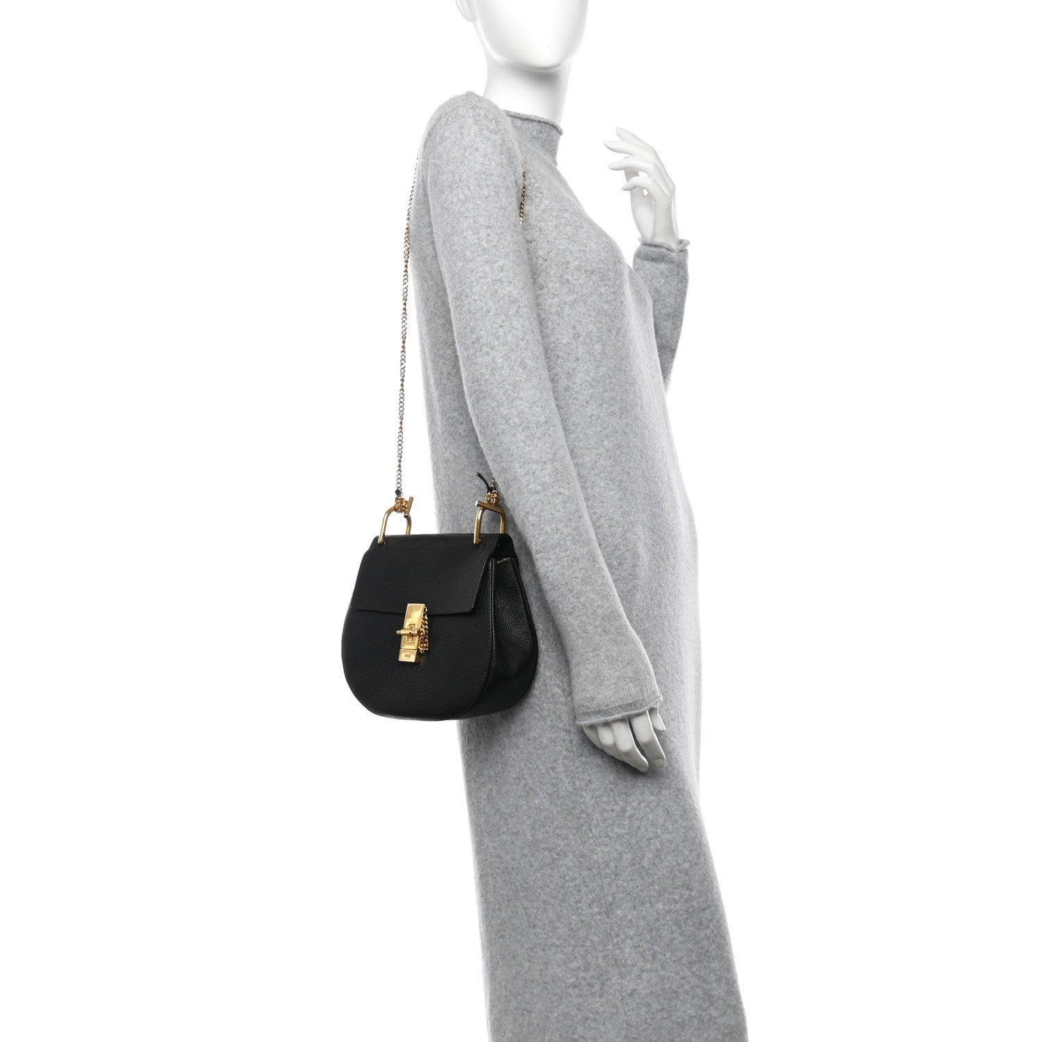 Chloe Grained Lambskin Drew Shoulder Bag Black 3 of 7