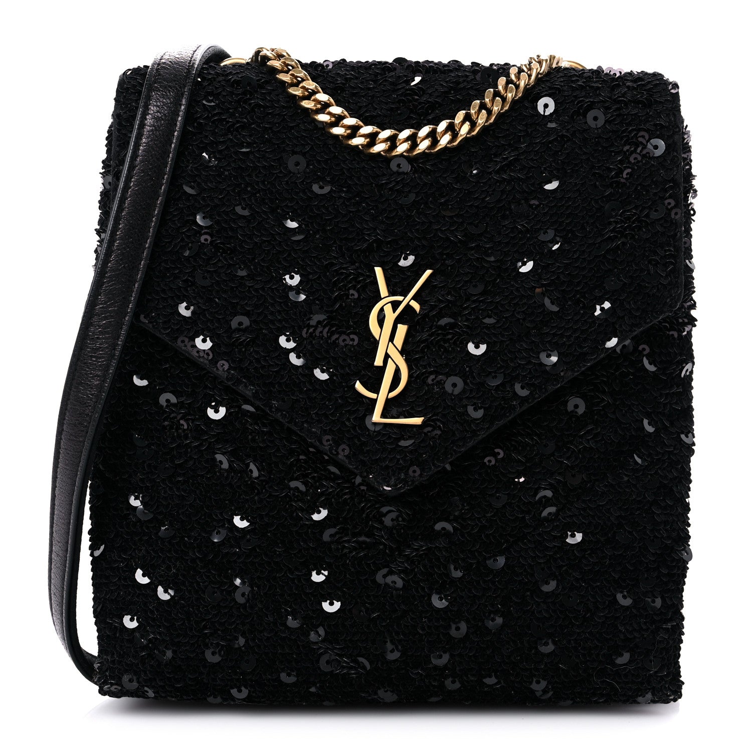 Saint Laurent Sequin Monogram Double Flap Bag Black 1 of 8
