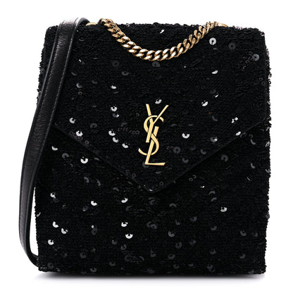 Saint Laurent Sequin Monogram Double Flap Bag Black 1 of 8