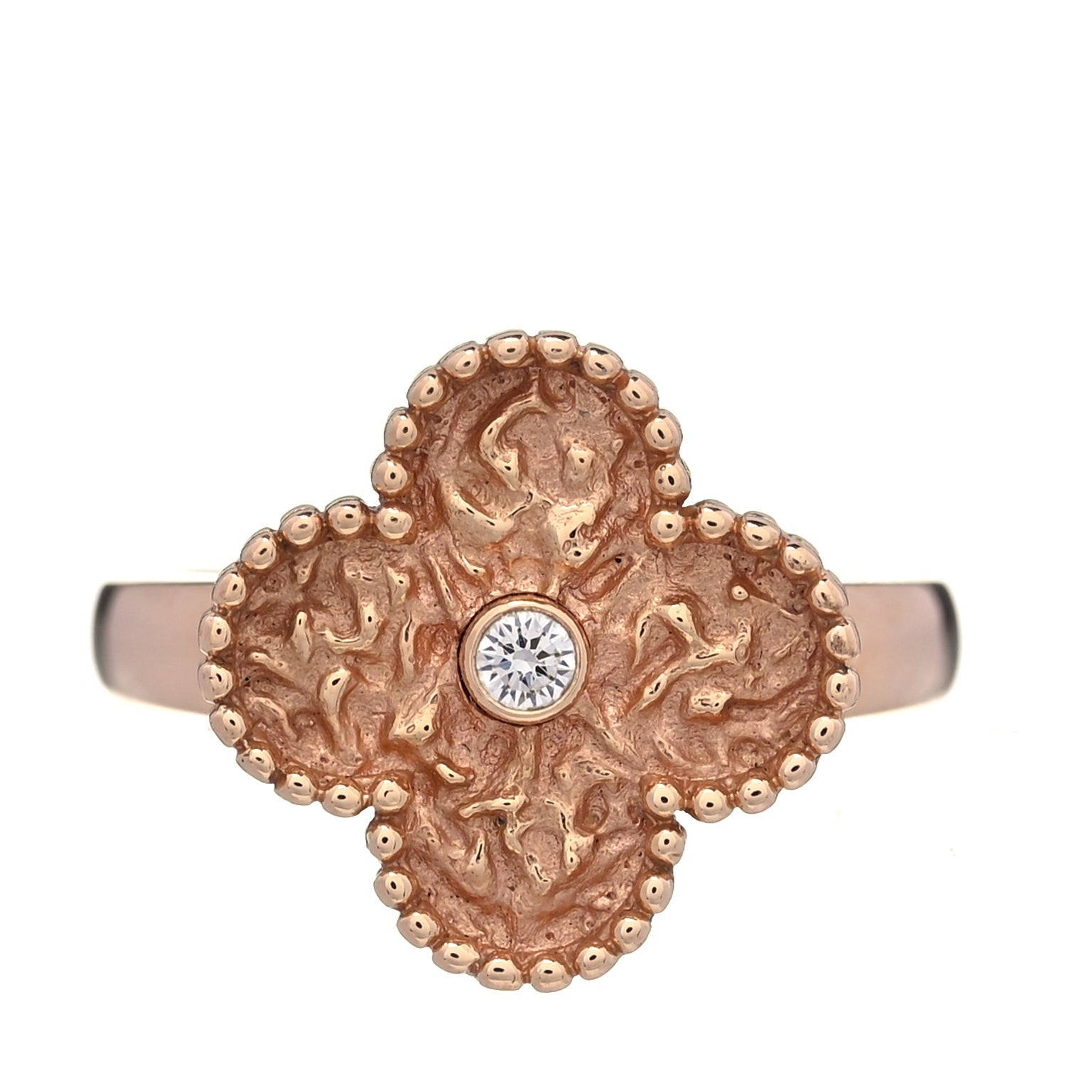 Van Cleef & Arpels 18K Rose Gold Diamond Vintage Alhambra Ring 50 5.5 3 of 5