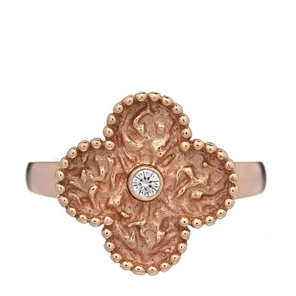 Van Cleef & Arpels 18K Rose Gold Diamond Vintage Alhambra Ring 50 5.5 3 of 5