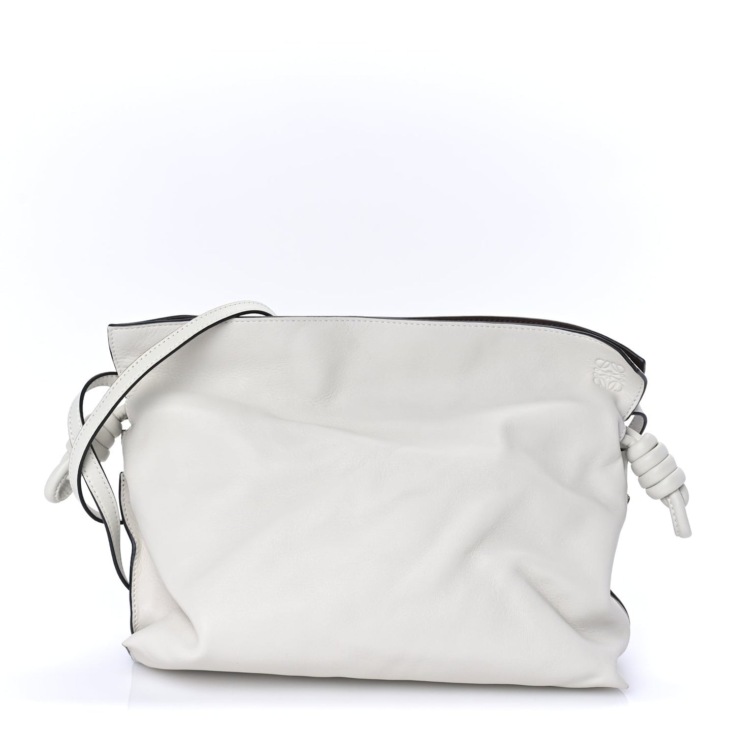 Nappa Medium Bi-Color Flamenco Knot Bag White