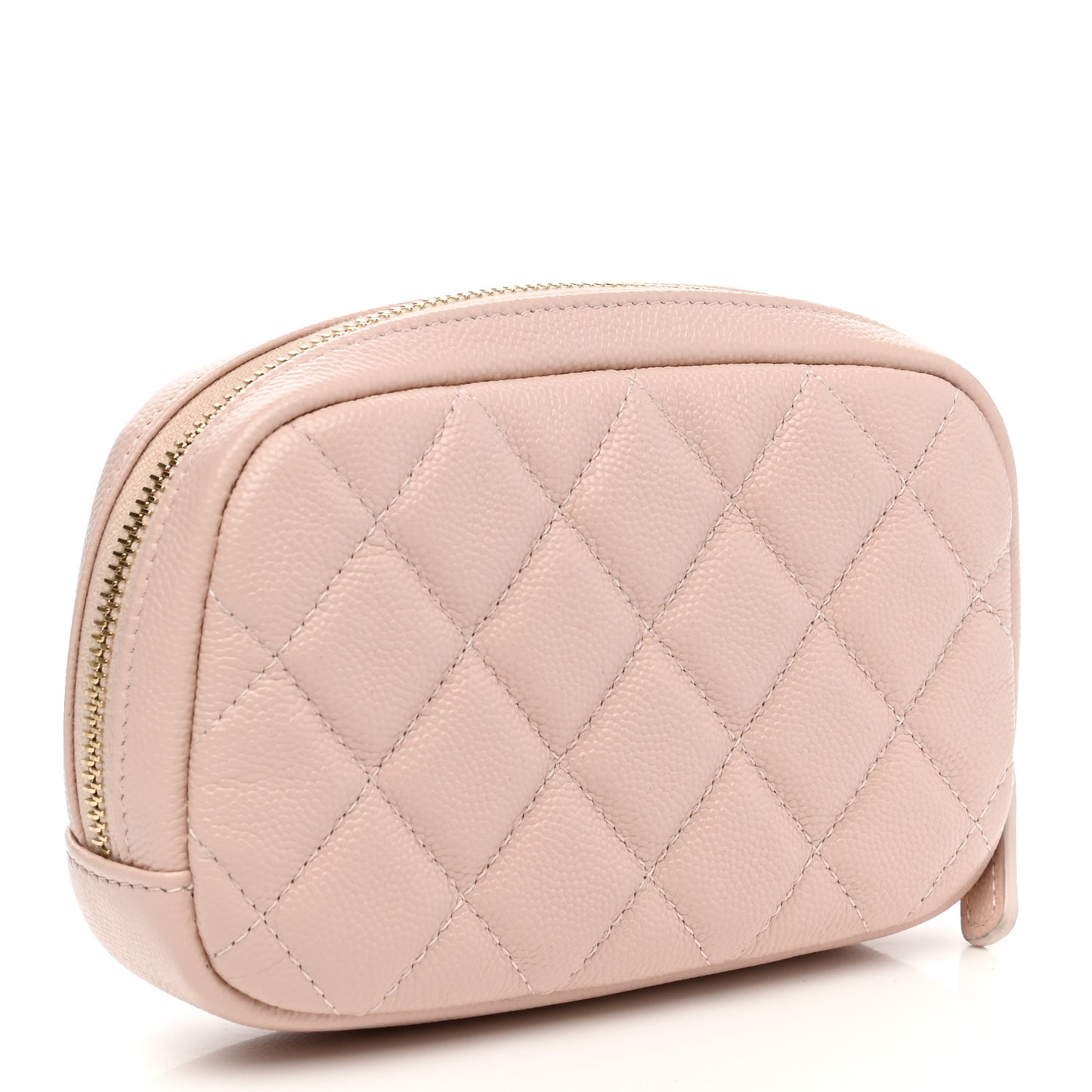 Caviar Quilted Small Curvy Pouch Cosmetic Case Light Pink
