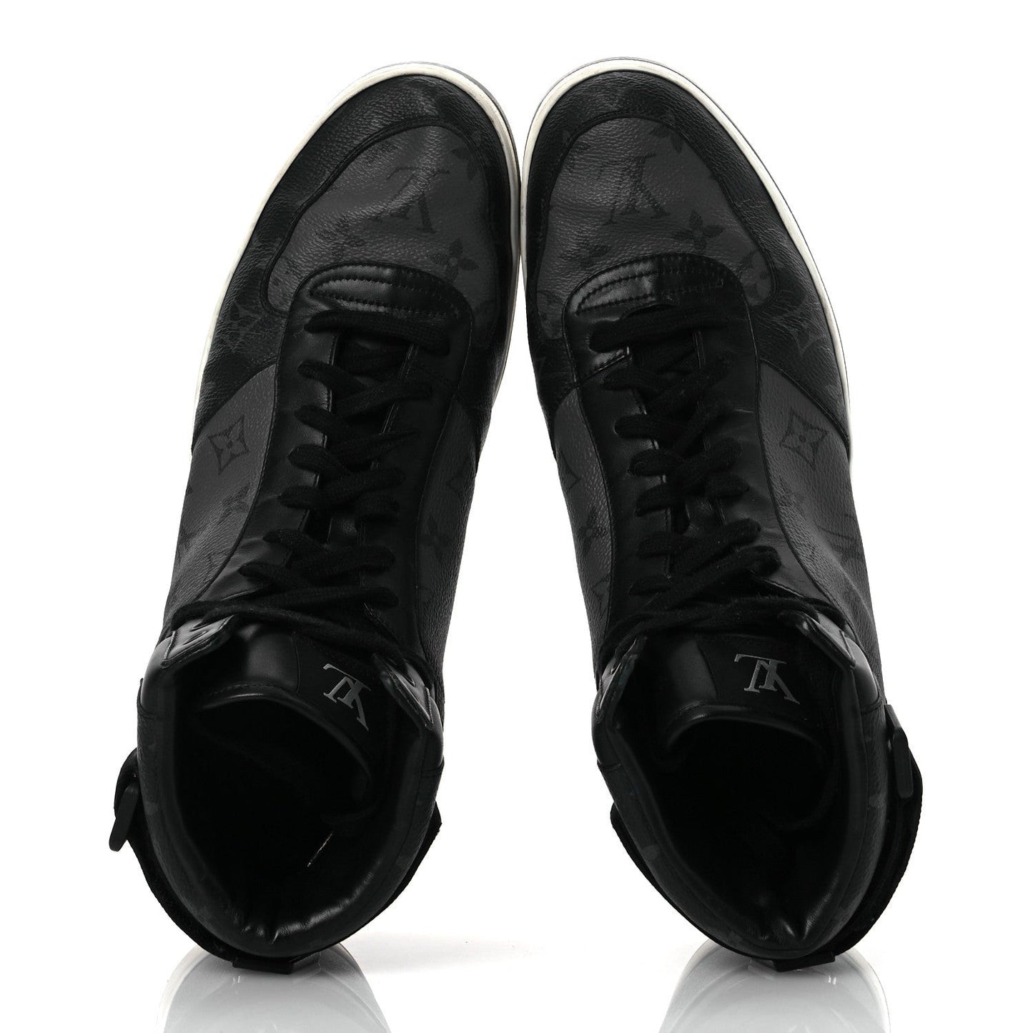 Calfskin Monogram Eclipse Mens Rivoli High Top Sneakers 10.5 Black Grey