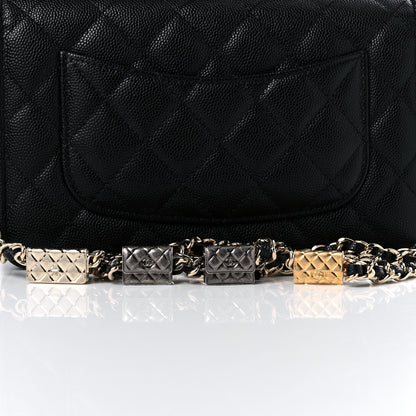Chanel Caviar Quilted Wallet With Charms On Chain WOC Black 14 of 14