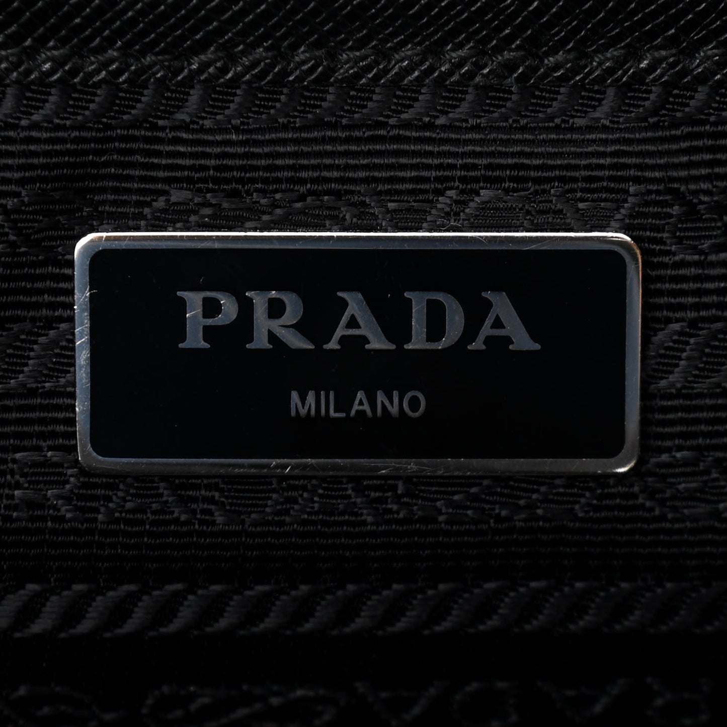 Tessuto Nylon Sequin Metal Triangle Logo Lightning Backpack Black