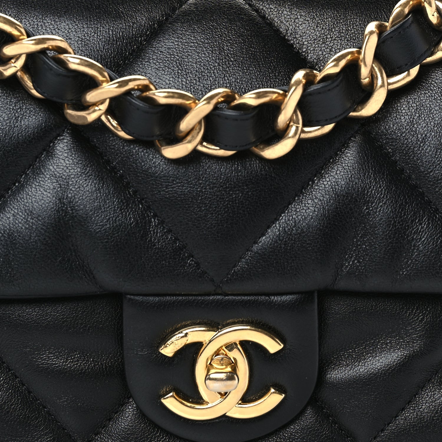 Chanel Lambskin Quilted Small Chain Top Handle Flap  Black 7 of 9