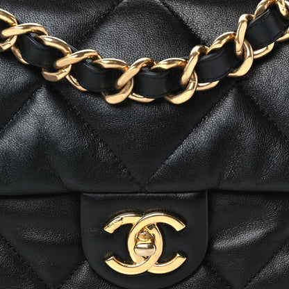 Chanel Lambskin Quilted Small Chain Top Handle Flap  Black 7 of 9