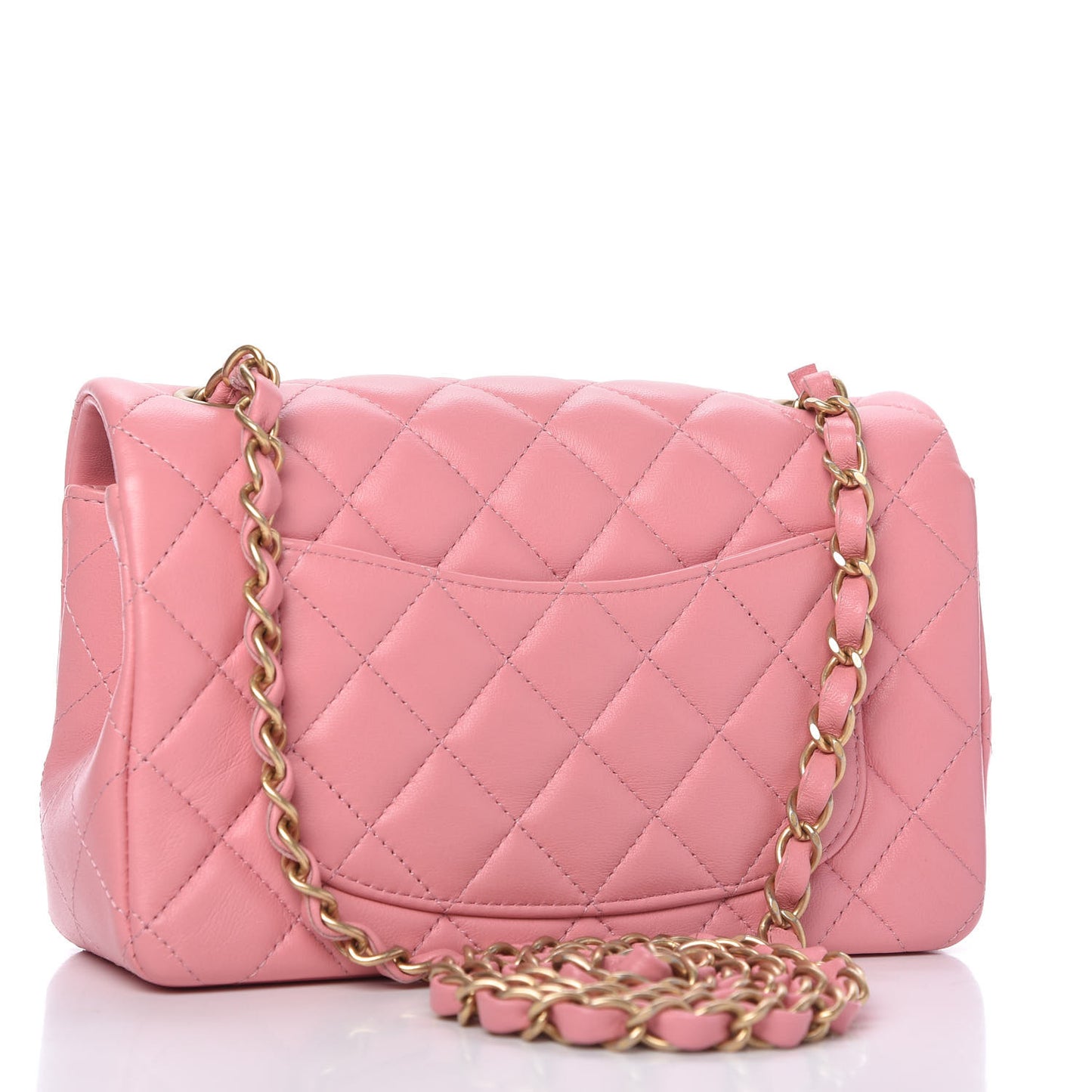 Lambskin Quilted Mini Rectangular Flap Pink