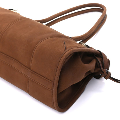 Prada Nubuck Triangle Medium Bonnie Shoulder Bag Cacao 8 of 8