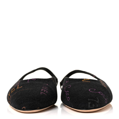 Chanel Denim Cap Toe Denim Mood Slingback Flats 39 Black Multicolor 2 of 8
