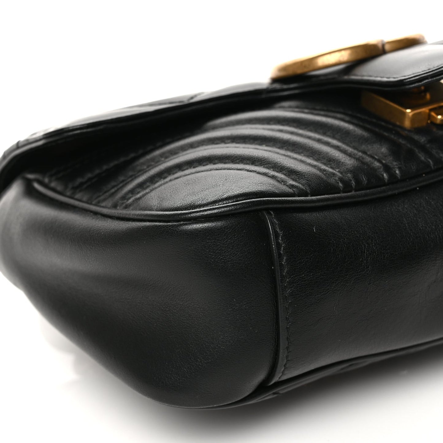 Calfskin Matelasse Mini GG Marmont Shoulder Bag Black