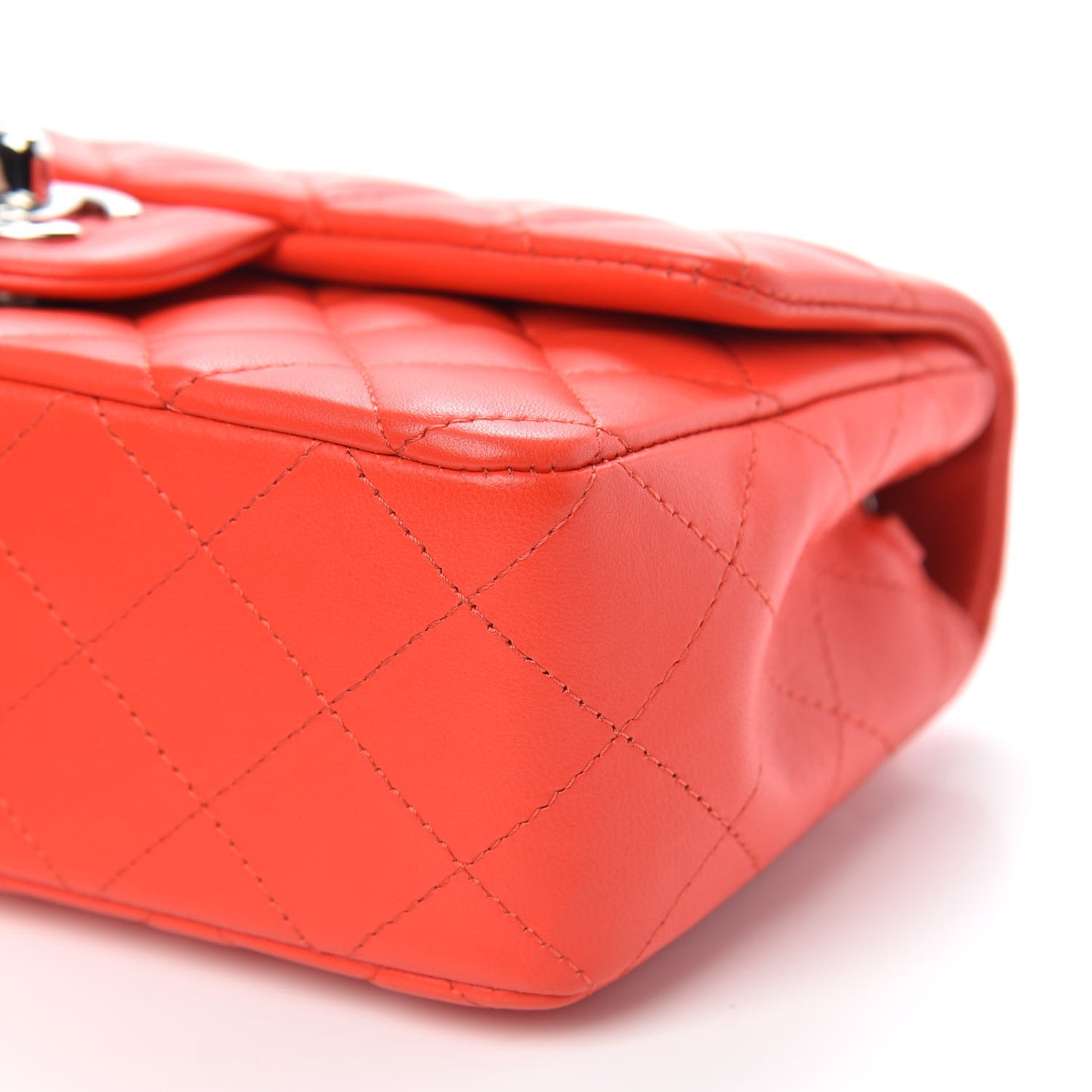 Lambskin Quilted Mini Rectangular Flap Red