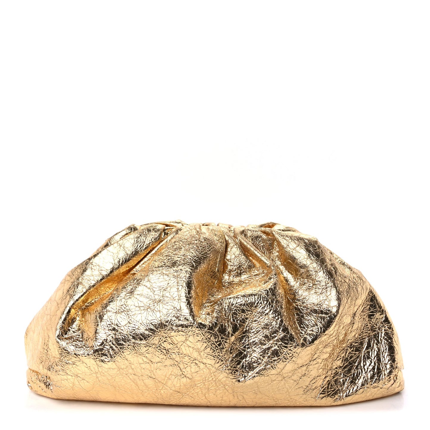 Metallic Crinkled Lambskin The Pouch Oversized Clutch  Oro