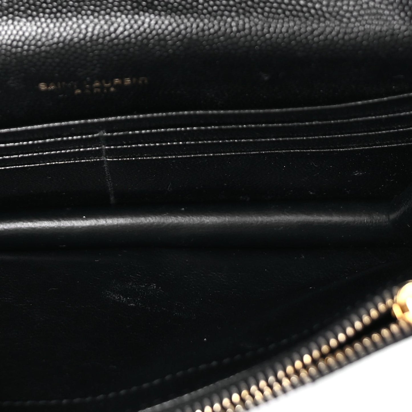 Grain De Poudre Matelasse Chevron Monogram Envelope Chain Wallet Black