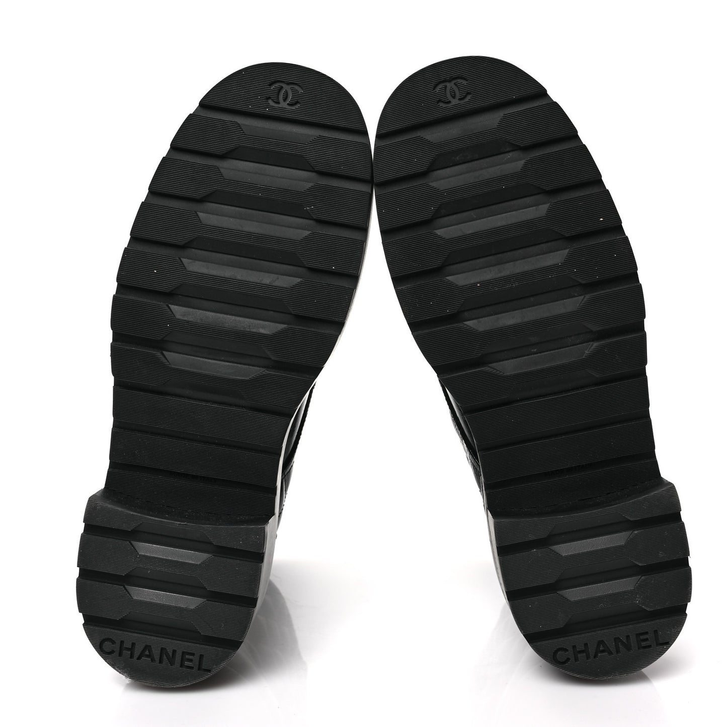 Shiny Calfskin Quilted Lace Up Combat Boots 40.5 Black