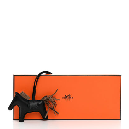 Hermes Milo Lambskin Grigri Rodeo Horse Bag Charm Black Etoupe 5 of 5