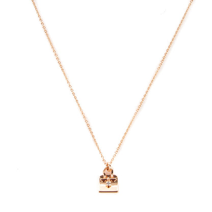 Hermes 18K Rose Gold Diamond Birkin Pendant Necklace 3 of 7