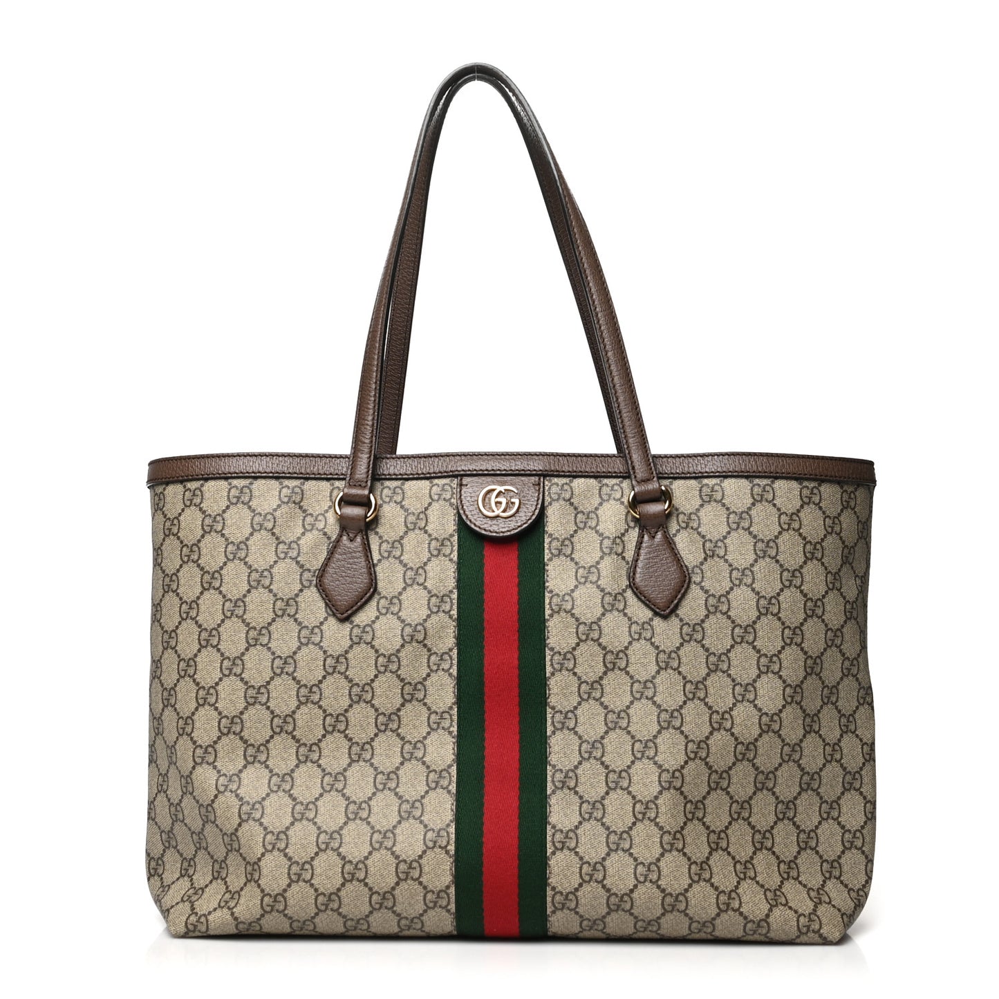 GG Supreme Monogram Medium Ophidia Shopping Tote Brown