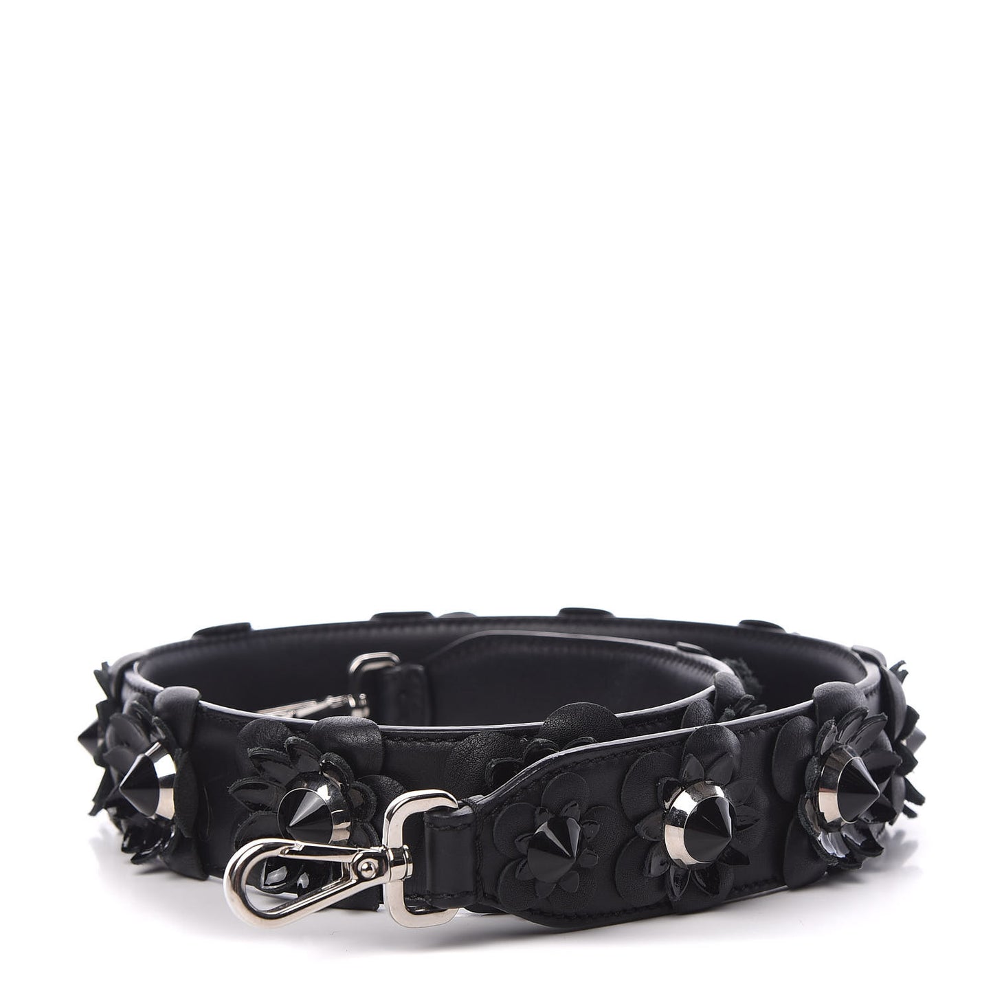Vitello Dolce Nappa Patent Flowerland Studded Strap You Black