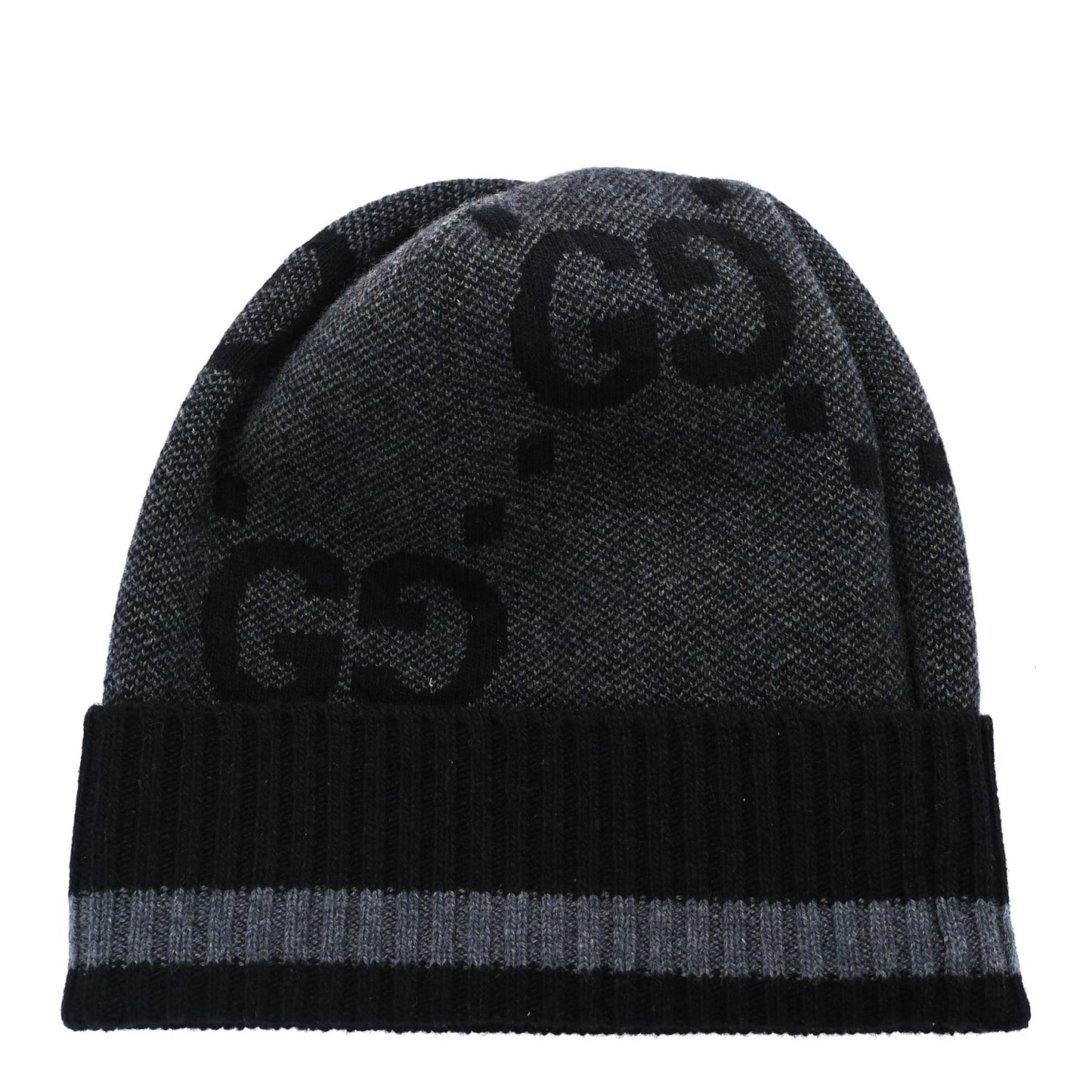 Cashmere GG Monogram Beanie Hat M Grey Black