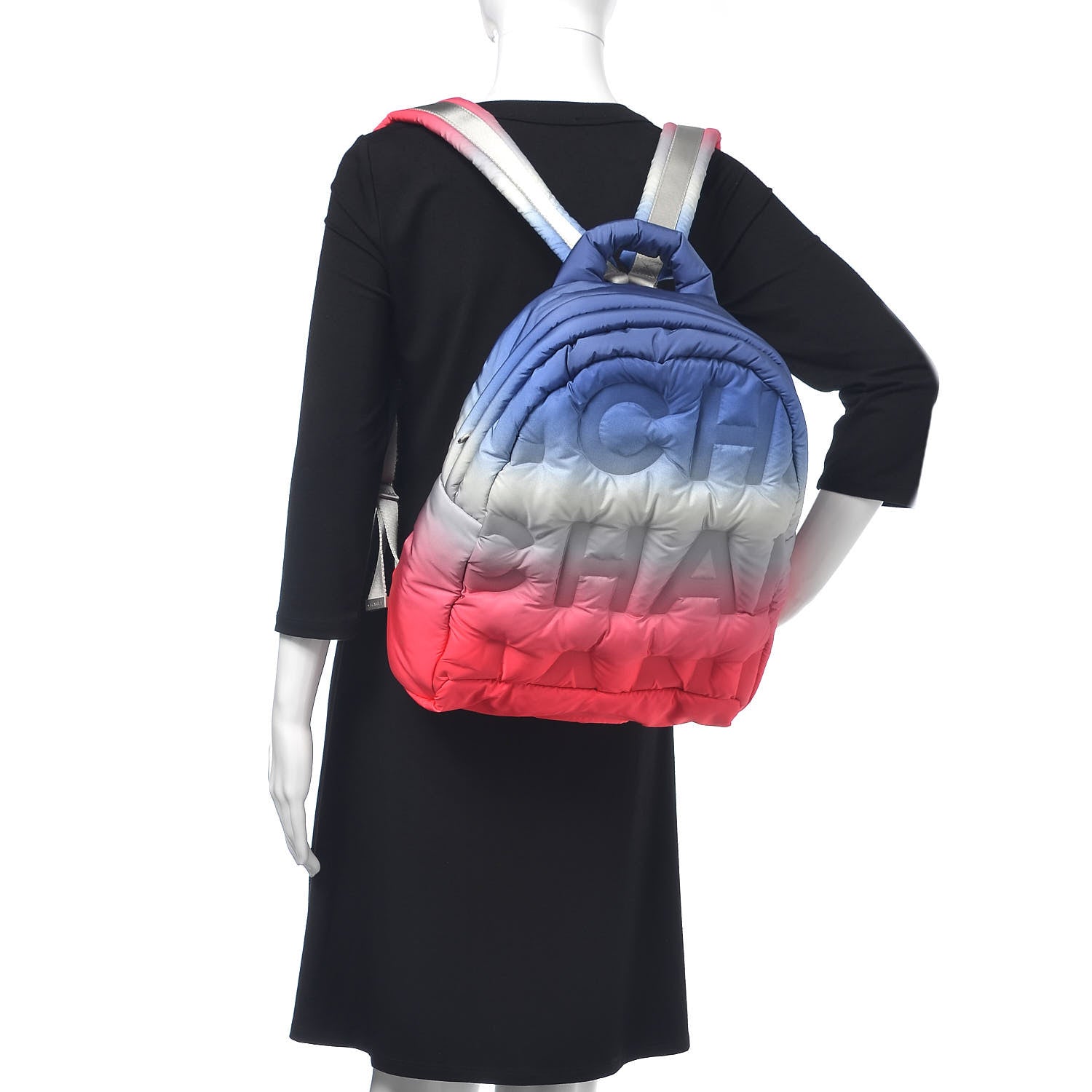 Chanel Nylon Embossed Small Doudoune Backpack Pink Blue White 2 of 9