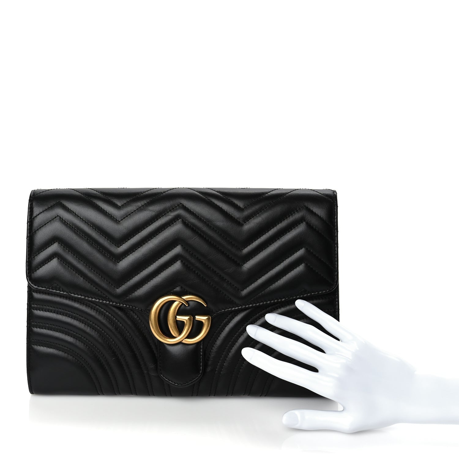 Gucci Calfskin Matelasse GG Marmont Clutch Black 2 of 10