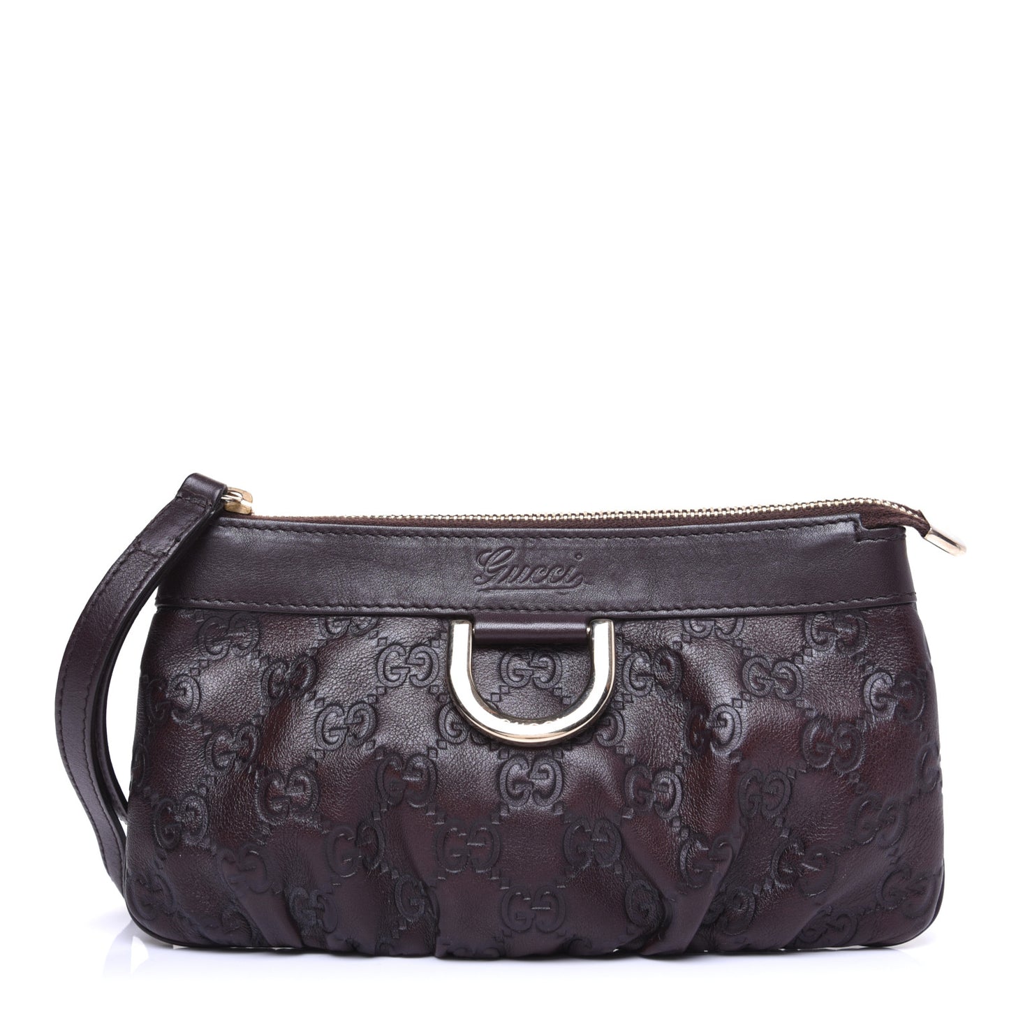 Guccissima D Gold Wristlet Chocolate