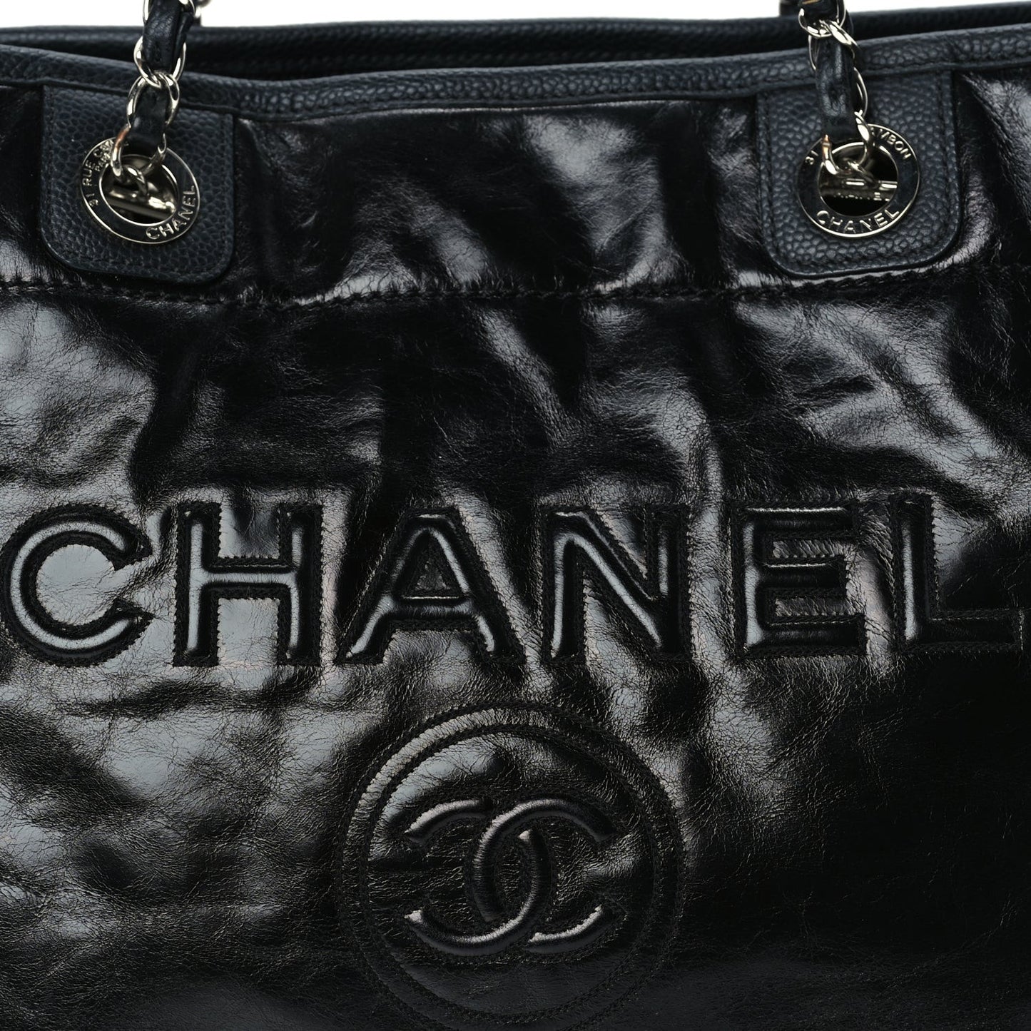 Glazed Calfskin Small Deauville Tote