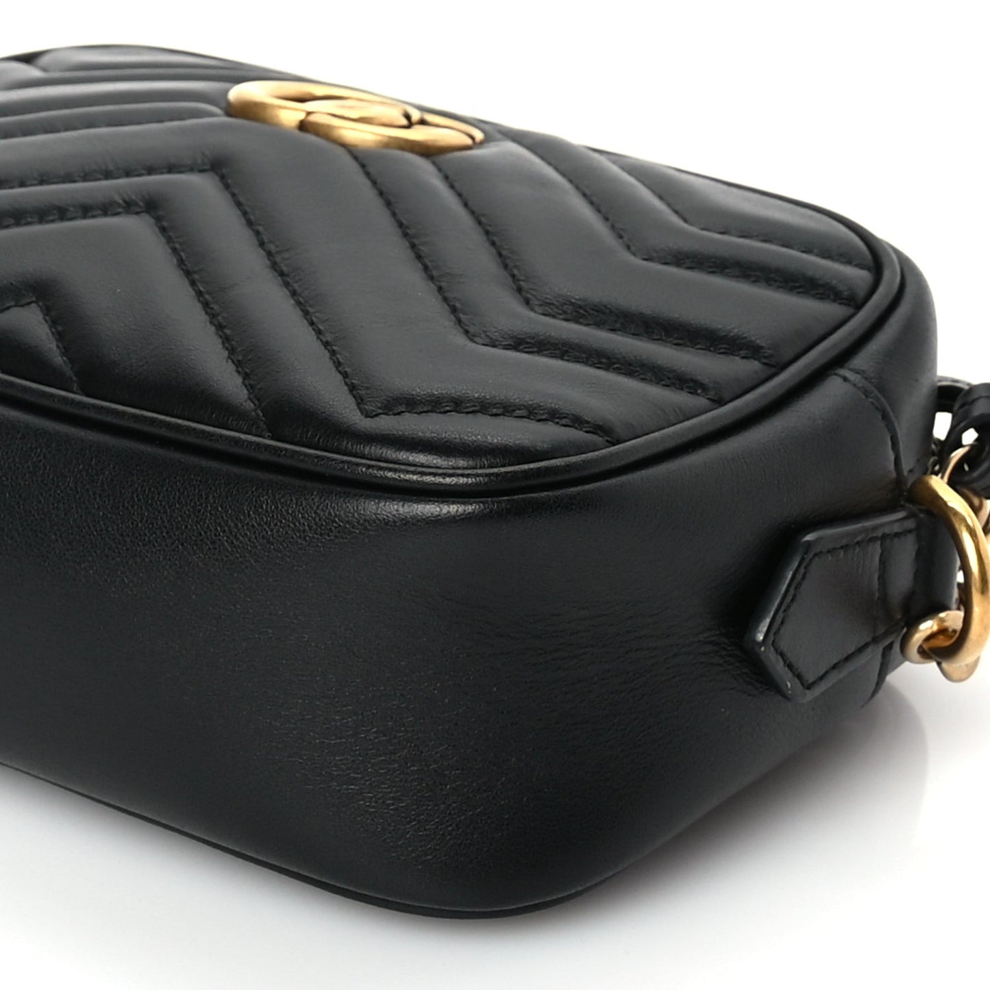 Calfskin Matelasse Mini GG Marmont Chain Shoulder Bag Black