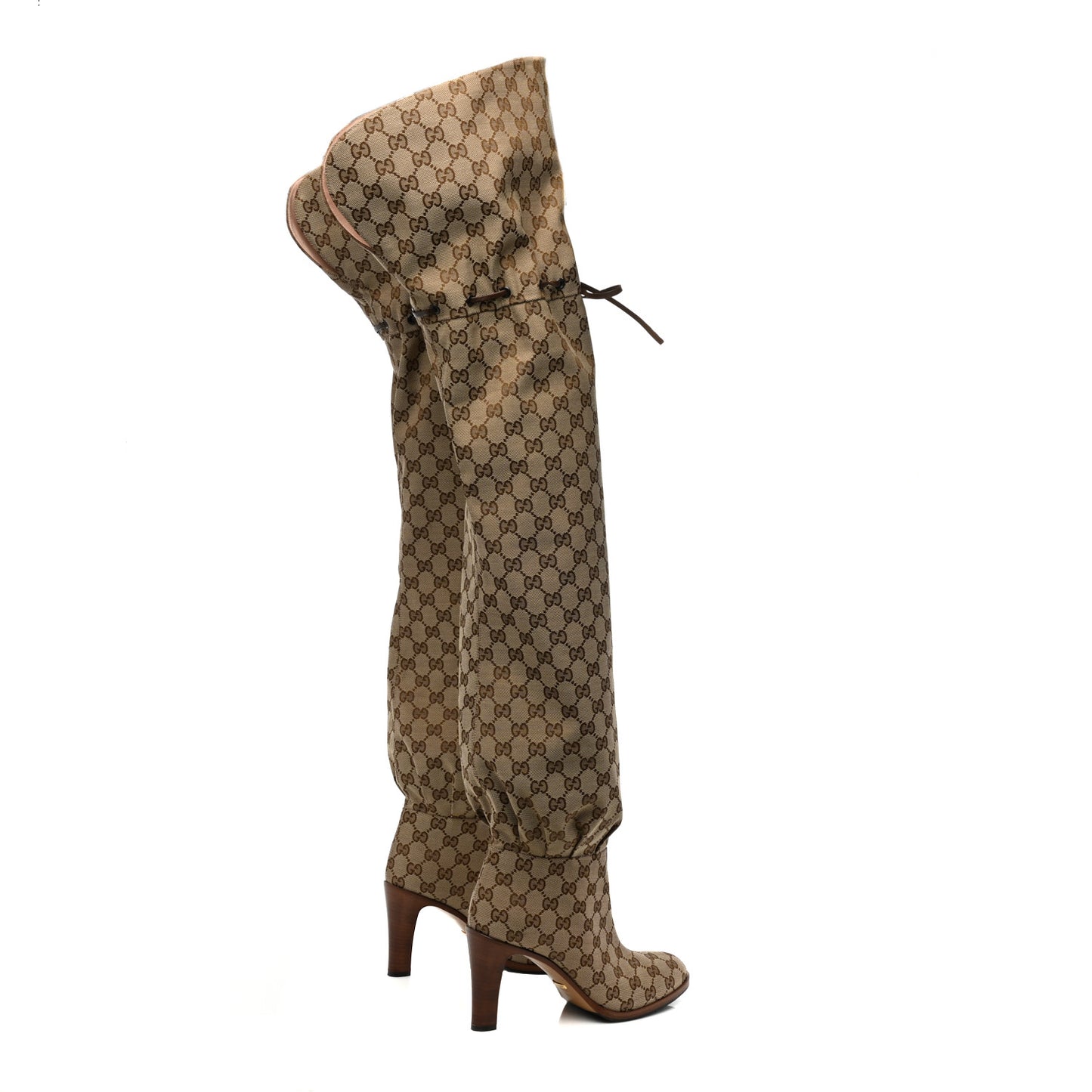 Monogram Over the Knee Boots 39.5 Beige Ebony