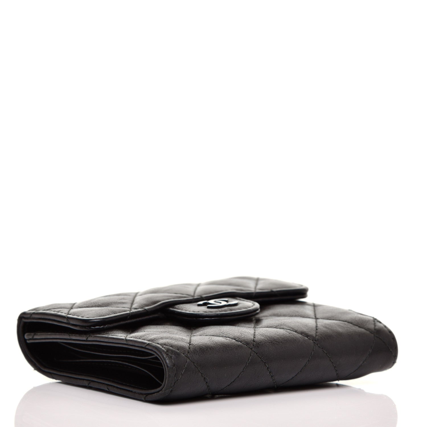 Chanel Calfskin Quilted Compact Flap Wallet So Black 4 of 10