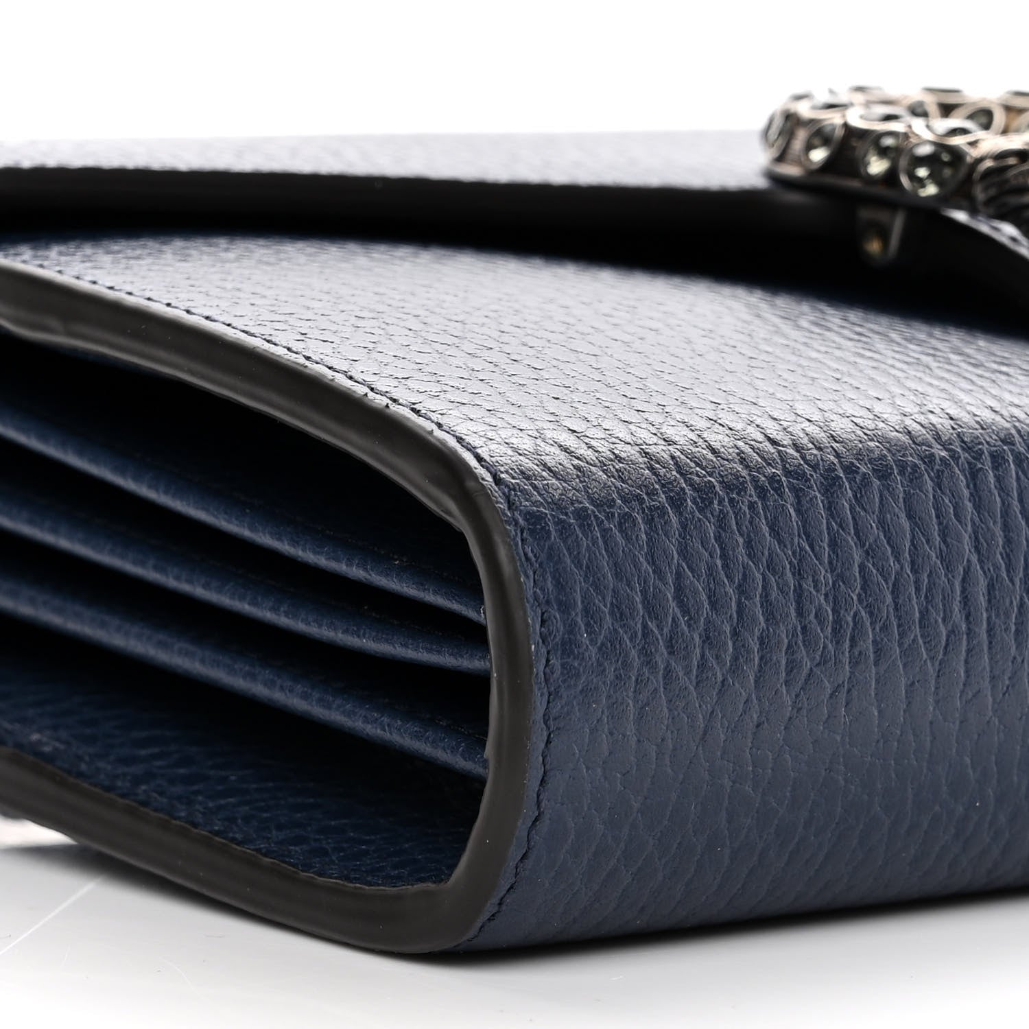 Gucci Dollar Calfskin Crystal Mini Dionysus Chain Wallet Blue Agata Black Diamond 9 of 11