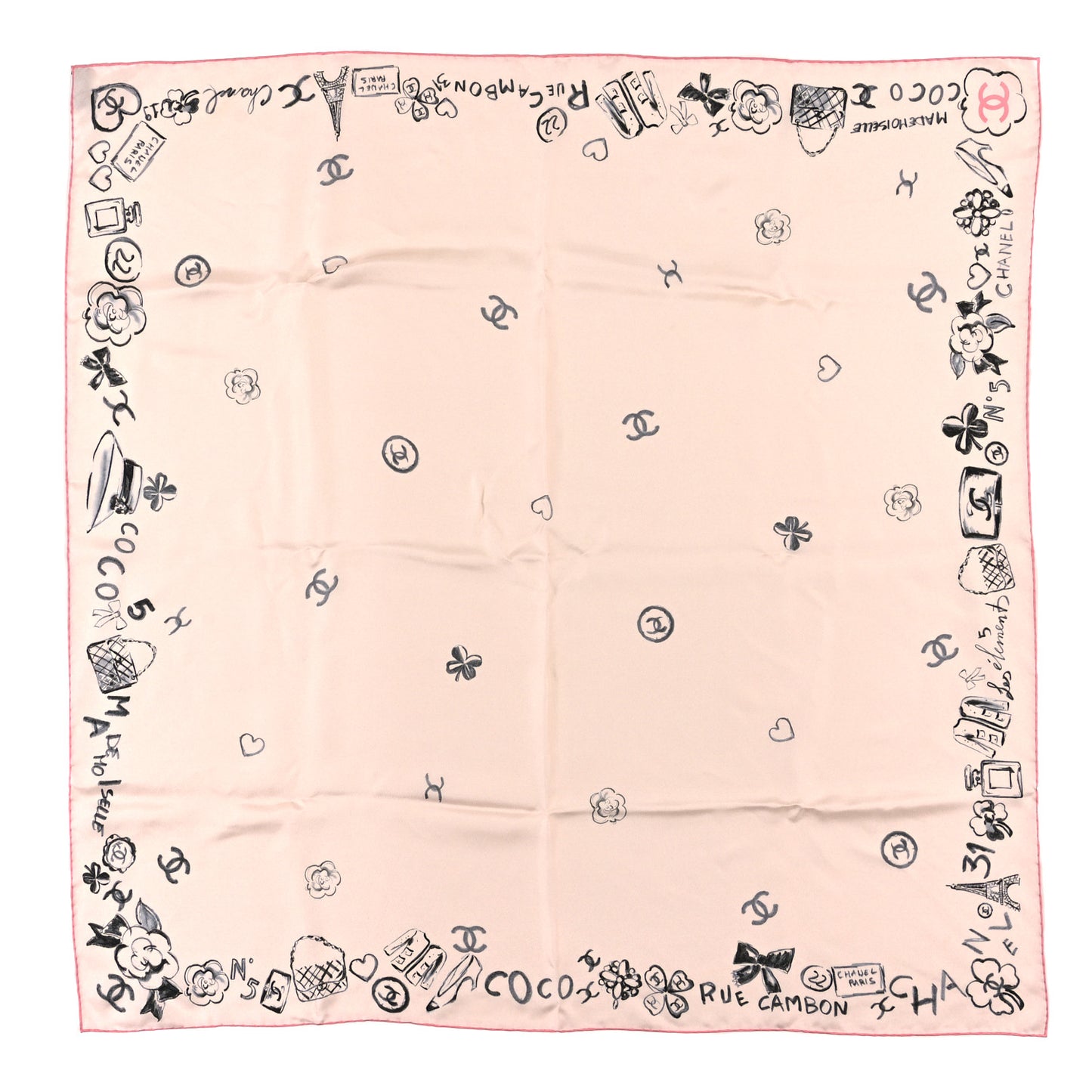 Silk CC Square Scarf Pink