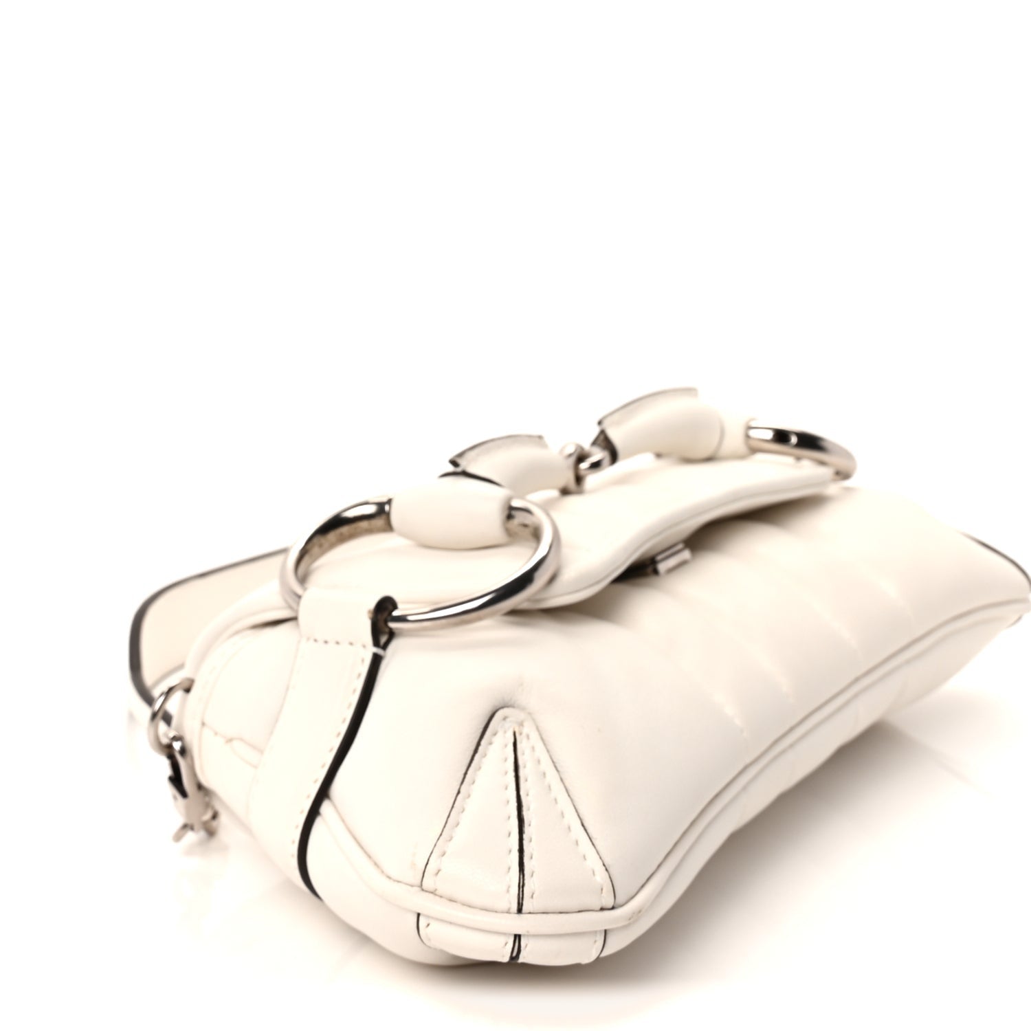 Gucci Nappa Vertical Matelasse Small Maxi Horsebit Chain Shoulder Bag Great White 7 of 8