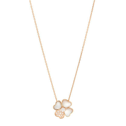 Van Cleef & Arpels 18K Rose Gold Diamond Mother of Pearl Medium Cosmos Clip Pendant Necklace 1 of 5