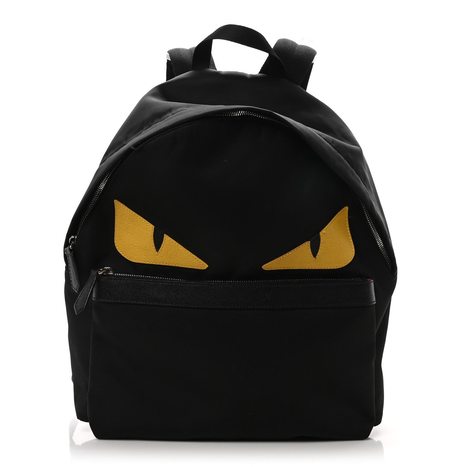Fendi Nylon Vitello Elite Monster Eyes Rounded Backpack Black Yellow 1 of 7