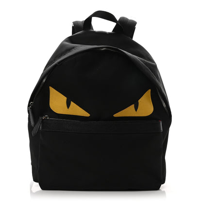 Fendi Nylon Vitello Elite Monster Eyes Rounded Backpack Black Yellow 1 of 7