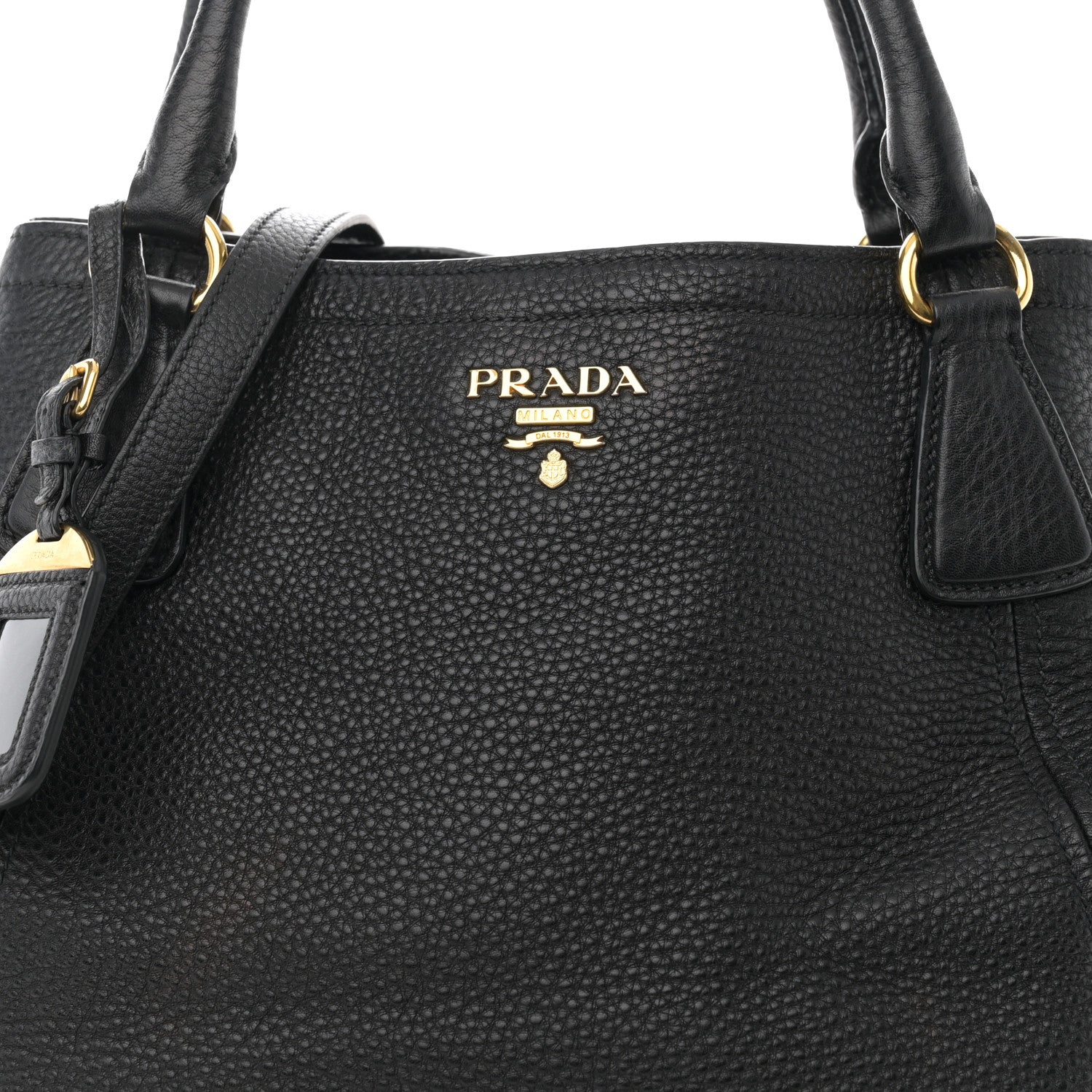 Prada Vitello Daino Tote Black 6 of 10
