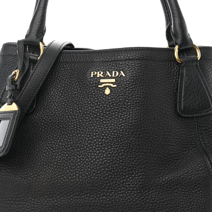 Prada Vitello Daino Tote Black 6 of 10