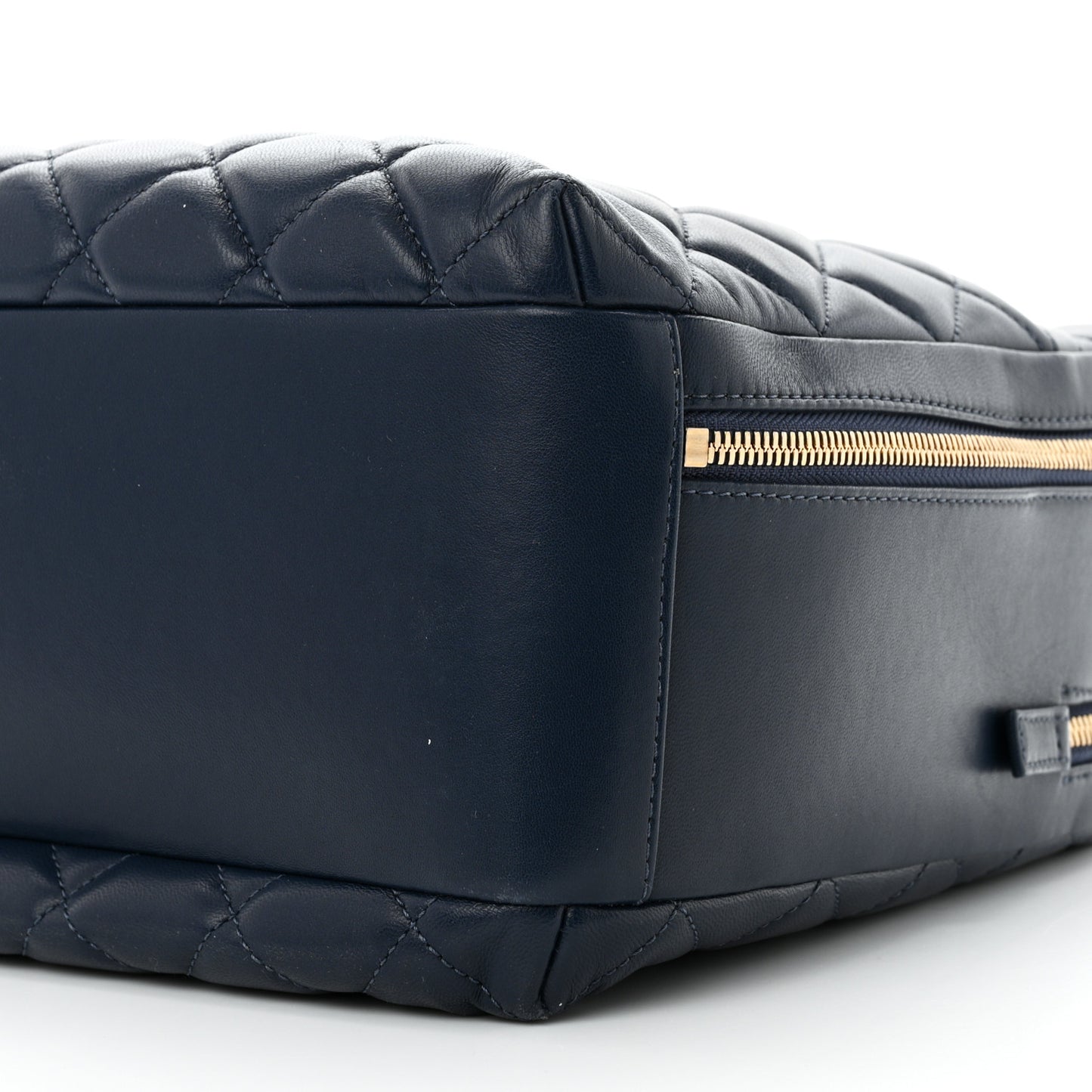 Lambskin Quilted Large Trendy CC Bowling Bag Blue