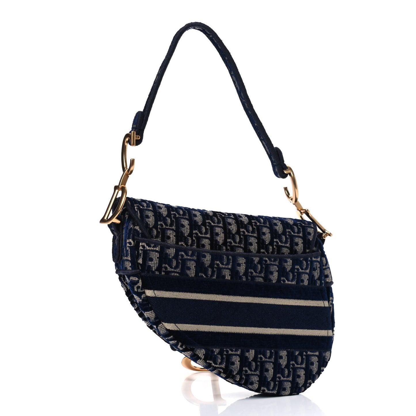 Velvet Oblique Saddle Bag Blue