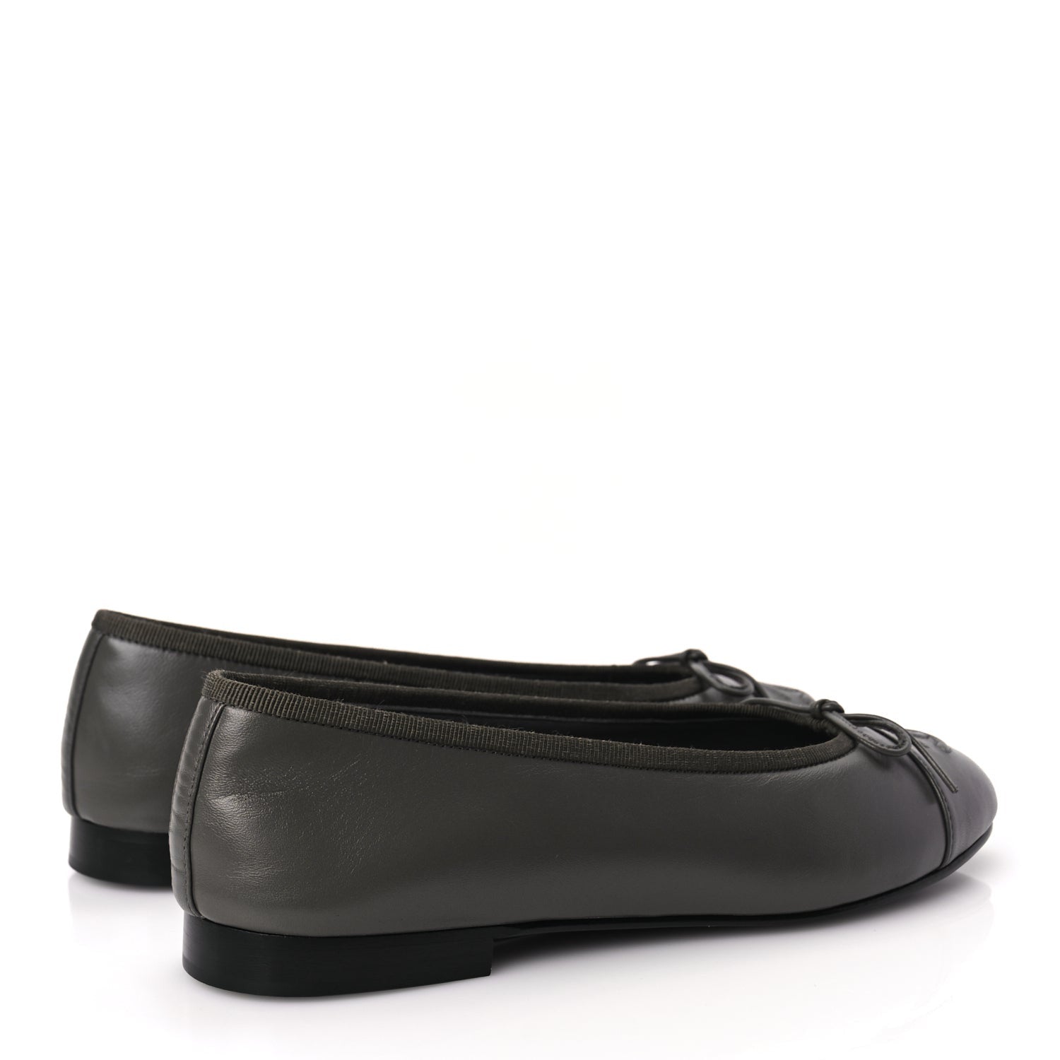 Chanel Lambskin Cap Toe CC Ballerina Flats 37 Dark Grey 4 of 9