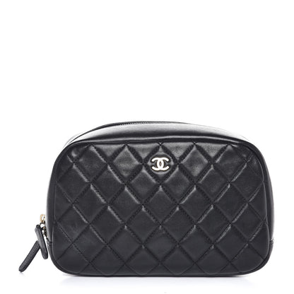 Chanel Lambskin Quilted Medium Curvy Pouch Cosmetic Case Black 1 of 8