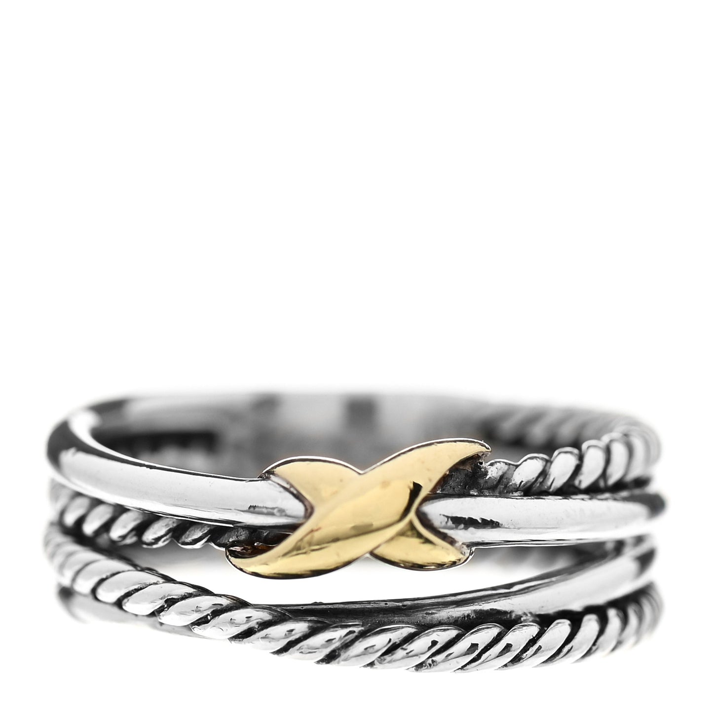 Sterling Silver 18K Yellow Gold 6mm X Crossover Ring 51 5.75