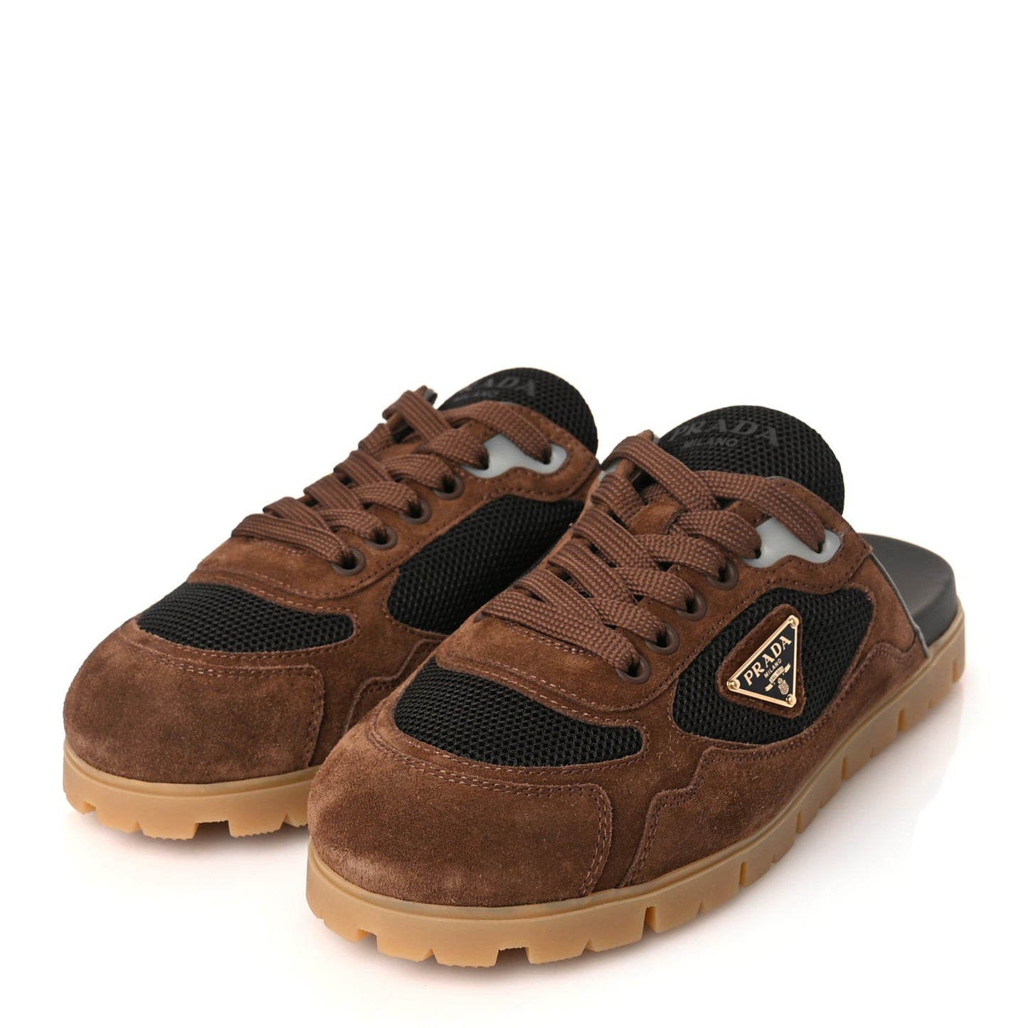Rete Scamosciato Triangle Logo Trail Mules 36 Cacao