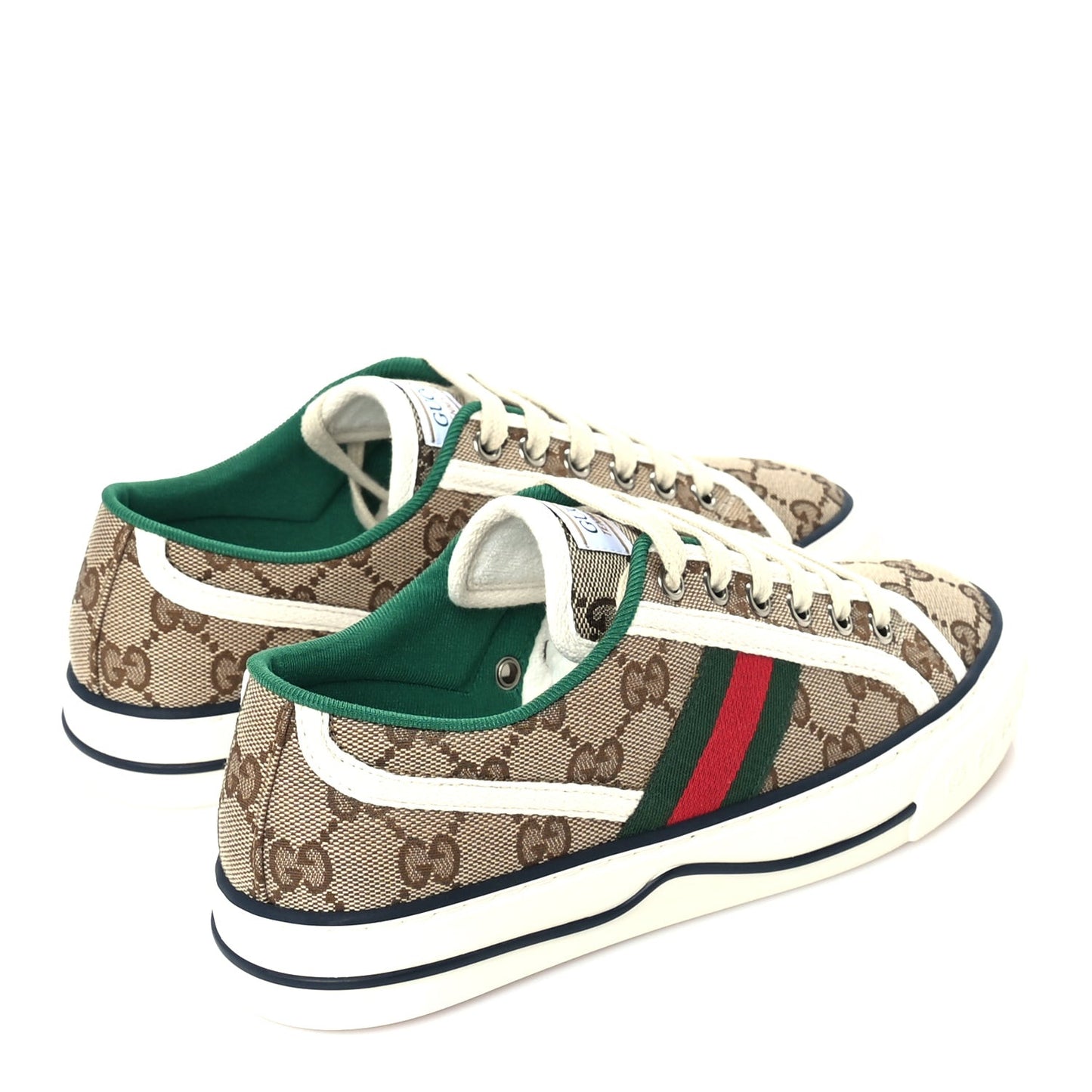 GG Monogram Web Womens 1977 Tennis Sneakers 36  Beige Ebony Mystic White